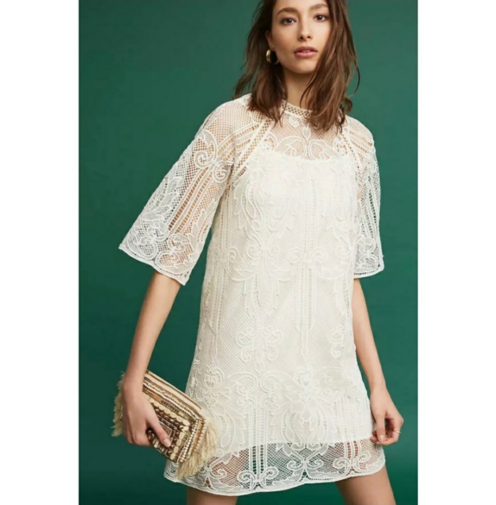 Anthropologie Eri + Ali lace overlay dress